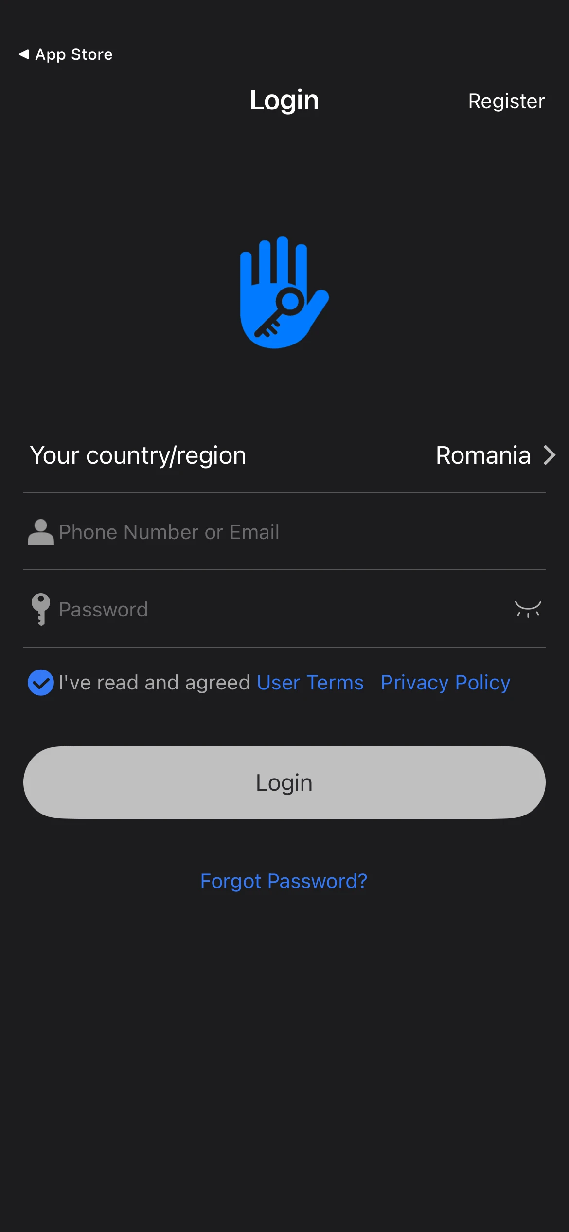 Apasă „Register”